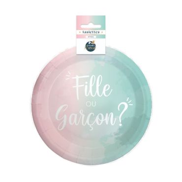 Pack de 6 assiettes - Collection Gender Reveal | jourdefete.com Pack de 6 assiettes - Collection Gender Reveal | jourdefete.com