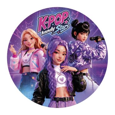 Disque en azyme K-Pop Kandy Stars 20 cm pour décoration de gâteau | jourdefete.com