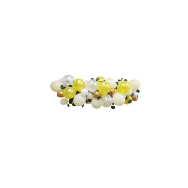 Kit Arche de 52 Ballons - L'Acidulé Citron Blanc et Or avec Guirlandes de Feuilles Vertes Kit Arche de 52 Ballons - L'Acidulé Citron Blanc et Or avec Guirlandes de Feuilles Vertes