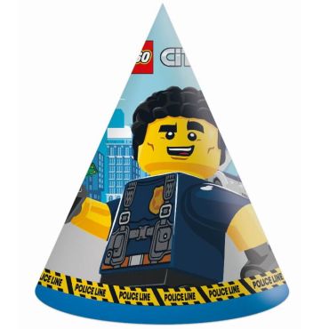 6 chapeaux pointus en carton FSC de Lego City | jourdefete.com 6 chapeaux pointus en carton FSC de Lego City | jourdefete.com