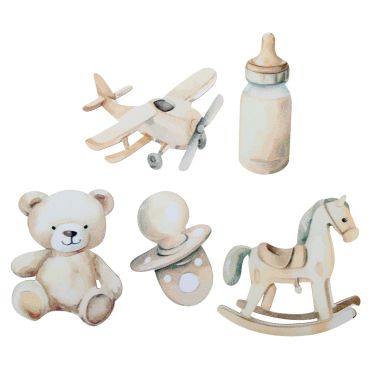 Décorations à parsemer thème bébé ivoire avec ourson, biberon et cheval à bascule | jourdefete.com Décorations à parsemer thème bébé ivoire avec ourson, biberon et cheval à bascule | jourdefete.com