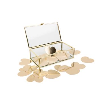 Boîte Livre d'Or Verre et Or + 150 Cœurs Papier Or Boîte Livre d'Or Verre et Or + 150 Cœurs Papier Or