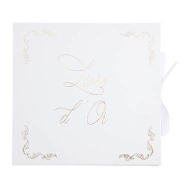 Un livre d'or blanc aux motifs d'armoiries dorés pour votre événement | jourdefete.com Un livre d'or blanc aux motifs d'armoiries dorés pour votre événement | jourdefete.com