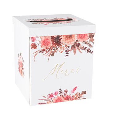 Urne Merci en terracotta framboise et or pour mariage ou baptême | jourdefete.com Urne Merci en terracotta framboise et or pour mariage ou baptême | jourdefete.com