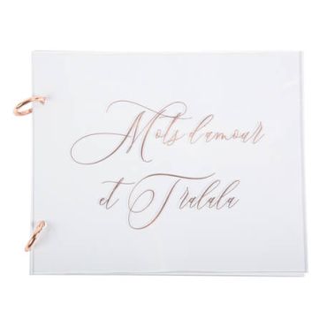 Livre d'Or Verre Acrylique et Rose Gold 22 x 18 cm 64 pages | jourdefete.com Livre d'Or Verre Acrylique et Rose Gold 22 x 18 cm 64 pages | jourdefete.com