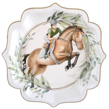Lot de 10 assiettes - 21 x 21 cm - Hippique | jourdefete.com Lot de 10 assiettes - 21 x 21 cm - Hippique | jourdefete.com