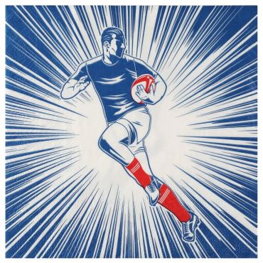 Lot de 20 serviettes - 16,5 x 16,5 cm - Rugby | jourdefete.com Lot de 20 serviettes - 16,5 x 16,5 cm - Rugby | jourdefete.com