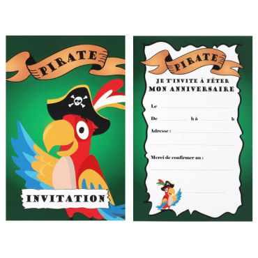Lot de 6 cartons d'invitation - Pirate | jourdefete.com
