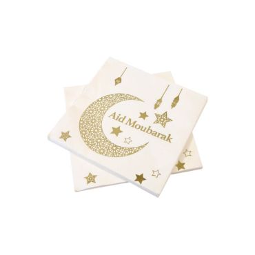 Lot de 20 serviettes - 33 x 33 cm - Collection Aid Moubarak | jourdefete.com Lot de 20 serviettes - 33 x 33 cm - Collection Aid Moubarak | jourdefete.com