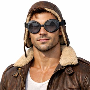 Lunettes de pilote aviateur vintage avec verres foncés pour déguisement | jourdefete.com Lunettes de pilote aviateur vintage avec verres foncés pour déguisement | jourdefete.com