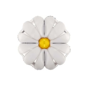 Ballon en forme de marguerite blanche avec centre jaune | jourdefete.com