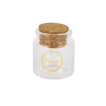 Fiole en Verre avec Bouchon en Liège - Marraine - Or | jourdefete.com Fiole en Verre avec Bouchon en Liège - Marraine - Or | jourdefete.com
