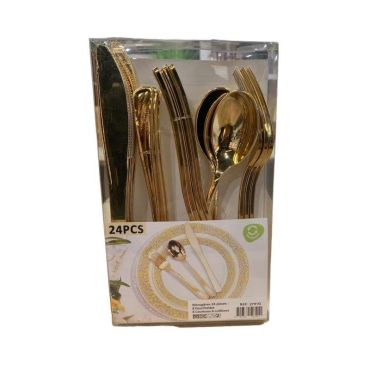 Ménagère dorée 24 pièces pour table élégante | jourdefete.com Ménagère dorée 24 pièces pour table élégante | jourdefete.com
