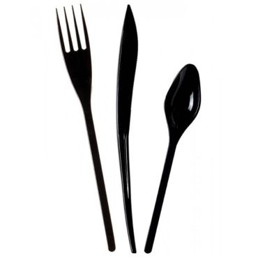 Pack 30 Couverts en Plastique - Noir Pack 30 Couverts en Plastique - Noir