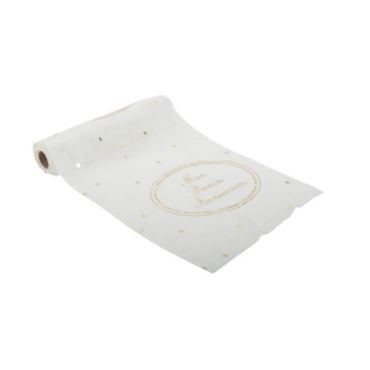 chemin de table en gaze de coton blanc mon premier anniversaire | jourdefete.com chemin de table en gaze de coton blanc mon premier anniversaire | jourdefete.com