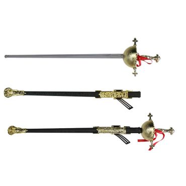 Sabre de mousquetaire avec poignée dorée et fourreau noir 66 cm | jourdefete.com Sabre de mousquetaire avec poignée dorée et fourreau noir 66 cm | jourdefete.com