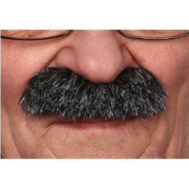 Moustache "Brosse" - Noir méché blanc Moustache "Brosse" - Noir méché blanc