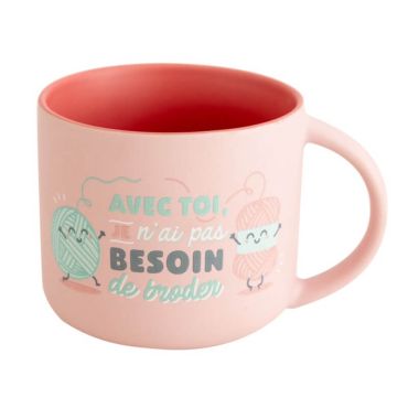 Mug Rose - Avec Toi je n'ai pas Besoin de Broder | jourdefete.com Mug Rose - Avec Toi je n'ai pas Besoin de Broder | jourdefete.com