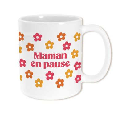 Mug Maman en pause avec motifs fleuris et message humoristique pour maman | jourdefete.com Mug Maman en pause avec motifs fleuris et message humoristique pour maman | jourdefete.com