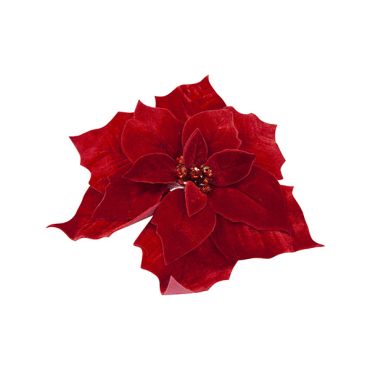 Poinsettia de Noël en velours pailleté rouge sur pince 25 cm décoration sapin et table | jourdefete.com Poinsettia de Noël en velours pailleté rouge sur pince 25 cm décoration sapin et table | jourdefete.com