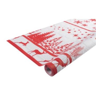 Rouleau de Nappe Damassé - Décor Noel - Rouge - 6 mètres | jourdefete.com Rouleau de Nappe Damassé - Décor Noel - Rouge - 6 mètres | jourdefete.com