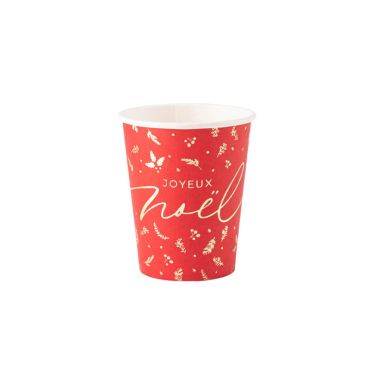 8 Gobelets Holly Christmas Rouge et Or 255 ml 8 Gobelets Holly Christmas Rouge et Or 255 ml