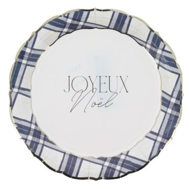 Assiettes en carton tartan bleu et or Joyeux Noël Timeless Blue pour table de réveillon | jourdefete.com Assiettes en carton tartan bleu et or Joyeux Noël Timeless Blue pour table de réveillon | jourdefete.com