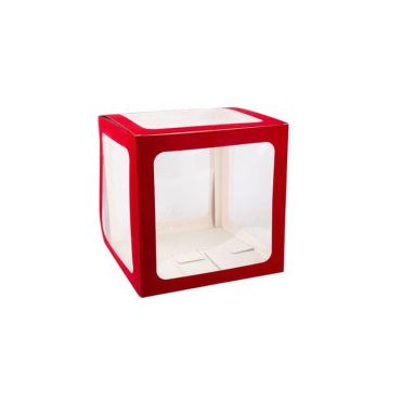 Cube à Ballons Transparent Contours Velours Rouge 30 x 30 x 30 cm Cube à Ballons Transparent Contours Velours Rouge 30 x 30 x 30 cm