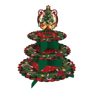 Plateau de présentation 3 étages motif Arbre de Noël décor rouge et vert pour desserts et gourmandises festives | jourdefete.com Plateau de présentation 3 étages motif Arbre de Noël décor rouge et vert pour desserts et gourmandises festives | jourdefete.com