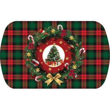 Plateau de Noël rectangulaire 39x24 cm avec motif sapin et tartan traditionnel | jourdefete.com Plateau de Noël rectangulaire 39x24 cm avec motif sapin et tartan traditionnel | jourdefete.com