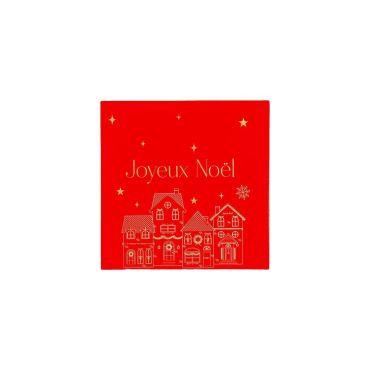 Serviettes cocktail Joyeux Noël rouge et or 24x24 cm Noël Enchanté | jourdefete.com Serviettes cocktail Joyeux Noël rouge et or 24x24 cm Noël Enchanté | jourdefete.com