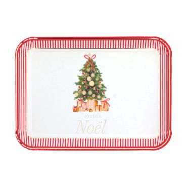 Lot de 3 plateaux rectangulaires Joyeux Noël rayures rouges et sapin décoré | jourdefete.com Lot de 3 plateaux rectangulaires Joyeux Noël rayures rouges et sapin décoré | jourdefete.com
