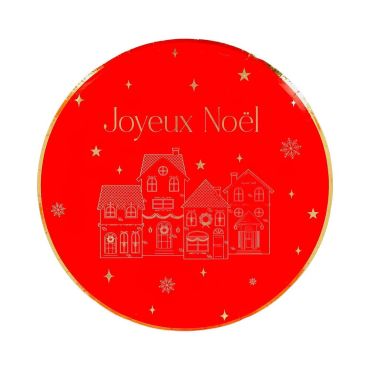 Assiettes carton Joyeux Noël rouge et or diamètre 23 cm décor maisons de Noël | jourdefete.com Assiettes carton Joyeux Noël rouge et or diamètre 23 cm décor maisons de Noël | jourdefete.com