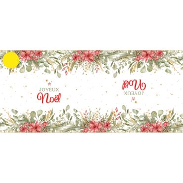 Chemin de table bouquet d’hiver Joyeux Noël avec motifs floraux et étoiles dorées | jourdefete.com Chemin de table bouquet d’hiver Joyeux Noël avec motifs floraux et étoiles dorées | jourdefete.com