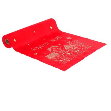 Chemin de table Joyeux Noël en velours rouge et or 28 cm x 3 m | jourdefete.com Chemin de table Joyeux Noël en velours rouge et or 28 cm x 3 m | jourdefete.com