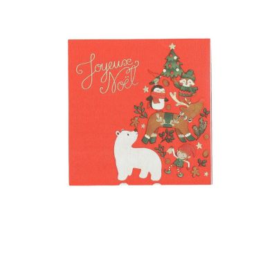 Serviettes de Noël enfantines Joyeux Noël rouge et or avec ours polaire et lutin | jourdefete.com Serviettes de Noël enfantines Joyeux Noël rouge et or avec ours polaire et lutin | jourdefete.com