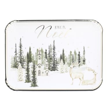 Set de 3 grands plateaux rectangulaires Joyeux Noël Snowy Bliss en carton rigide blanc, vert forêt et or | jourdefete.com Set de 3 grands plateaux rectangulaires Joyeux Noël Snowy Bliss en carton rigide blanc, vert forêt et or | jourdefete.com