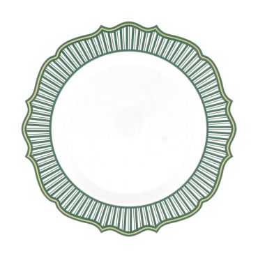 Assiette de Noel réutilisable blanche bordure vert foret et feston doré Snowy Bliss diamètre 27 cm | jourdefete.com Assiette de Noel réutilisable blanche bordure vert foret et feston doré Snowy Bliss diamètre 27 cm | jourdefete.com