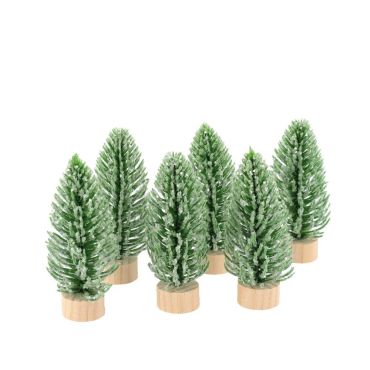 6 petits sapins décoratifs givrés sur socle en bois pour Noël | jourdefete.com 6 petits sapins décoratifs givrés sur socle en bois pour Noël | jourdefete.com