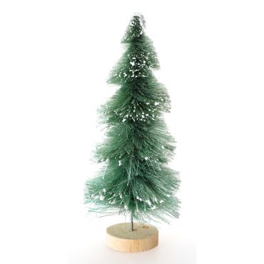 Sapin décoratif twist vert enneigé sur socle bois Ø11 cm x 25 cm | jourdefete.com Sapin décoratif twist vert enneigé sur socle bois Ø11 cm x 25 cm | jourdefete.com