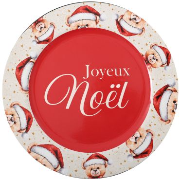Sous-assiette de Noël rouge et blanche motif oursons Joyeux Noël diamètre 33 cm | jourdefete.com Sous-assiette de Noël rouge et blanche motif oursons Joyeux Noël diamètre 33 cm | jourdefete.com