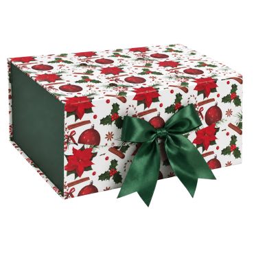 Boîte cadeau de Noël en carton - Fleur de Noël - Taille M Boîte cadeau de Noël en carton - Fleur de Noël - Taille M