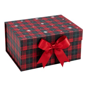 Boîte cadeau de Noël en carton - Tartan - Taille M Boîte cadeau de Noël en carton - Tartan - Taille M