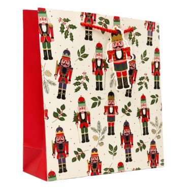 Sac cadeau de Noël en papier - Casse-Noisette Rouge - Taille M Sac cadeau de Noël en papier - Casse-Noisette Rouge - Taille M