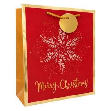 Sac cadeau de Noël en papier - Merry Christmas Rouge - Taille M