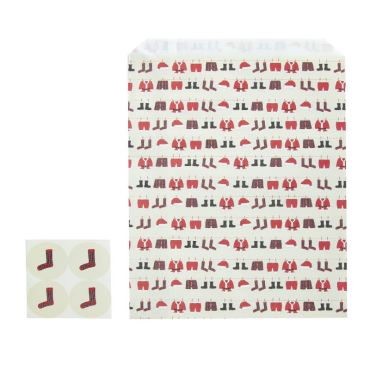 4 sachets en papier de Noël avec stickers de 30 cm | jourdefete.com 4 sachets en papier de Noël avec stickers de 30 cm | jourdefete.com
