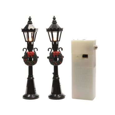 Lampadaires LED décoratifs de Noël avec couronnes festives H12cm | jourdefete.com