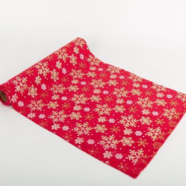 chemin de table velours rouge et paillettes or flocons de noël | jourdefete.com chemin de table velours rouge et paillettes or flocons de noël | jourdefete.com
