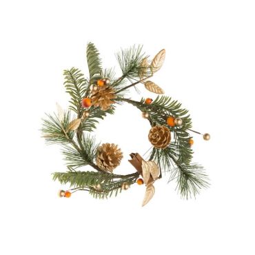 Couronne de Noel - Sapin avec cannelle et pomme de pin or Couronne de Noel - Sapin avec cannelle et pomme de pin or