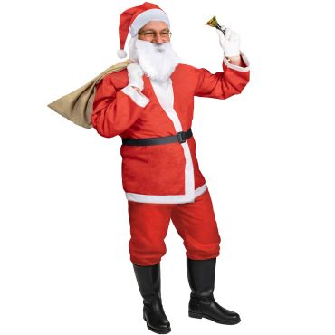 Homme déguisé en Père Noël avec costume rouge en feutrine | jourdefete.com Homme déguisé en Père Noël avec costume rouge en feutrine | jourdefete.com